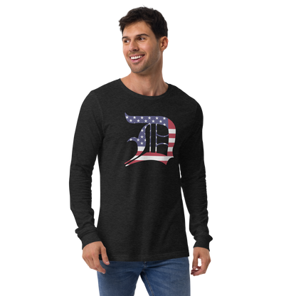 Detroit 'Old English D' T-Shirt (Patriotic Edition) | Unisex Long Sleeve