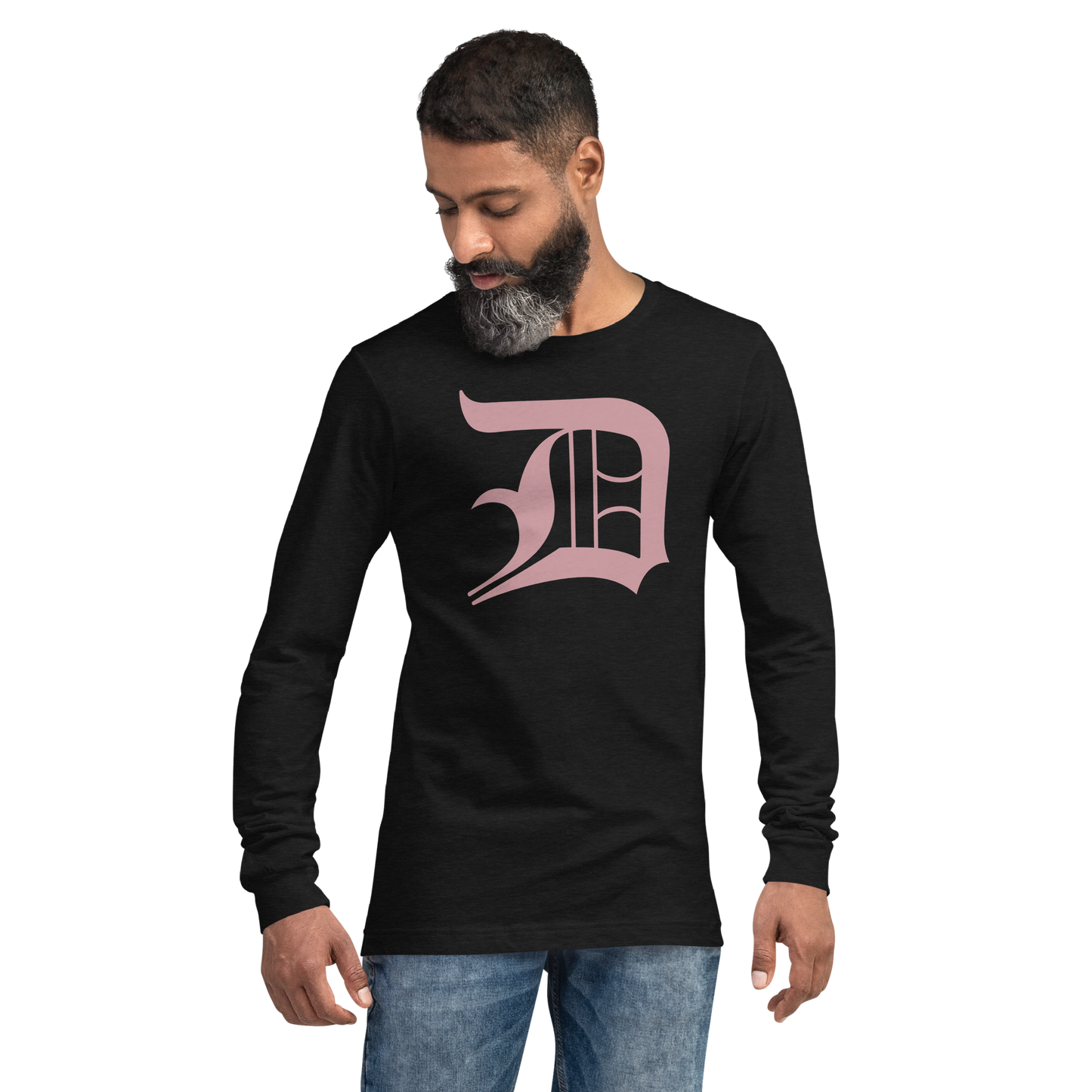 Detroit 'Old English D' T-Shirt (Cherry Blossom Pink) | Unisex Long Sleeve