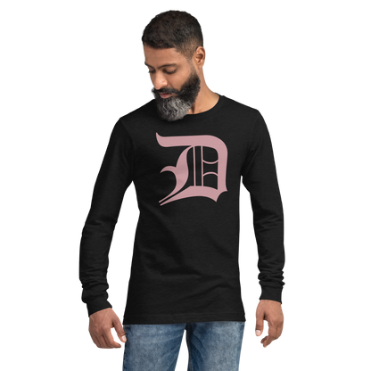 Detroit 'Old English D' T-Shirt (Cherry Blossom Pink) | Unisex Long Sleeve