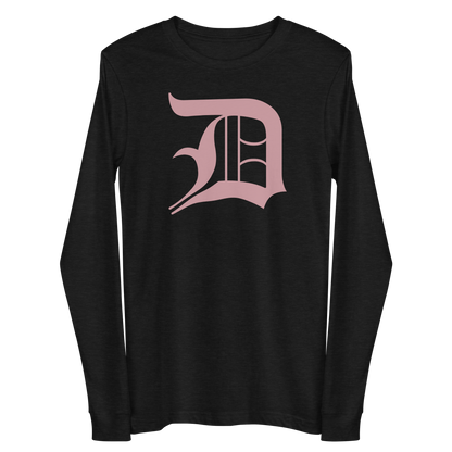 Detroit 'Old English D' T-Shirt (Cherry Blossom Pink) | Unisex Long Sleeve