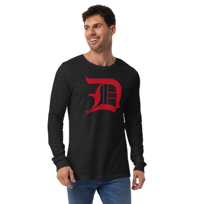 Detroit 'Old English D' T-Shirt (Aliform Red) | Unisex Long Sleeve