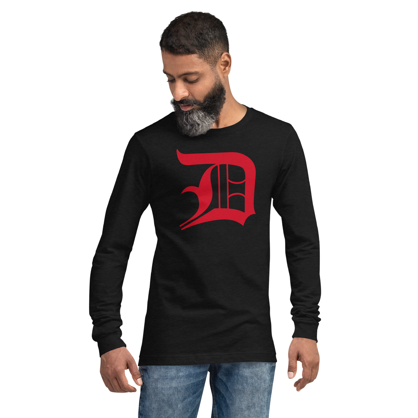 Detroit 'Old English D' T-Shirt (Aliform Red) | Unisex Long Sleeve