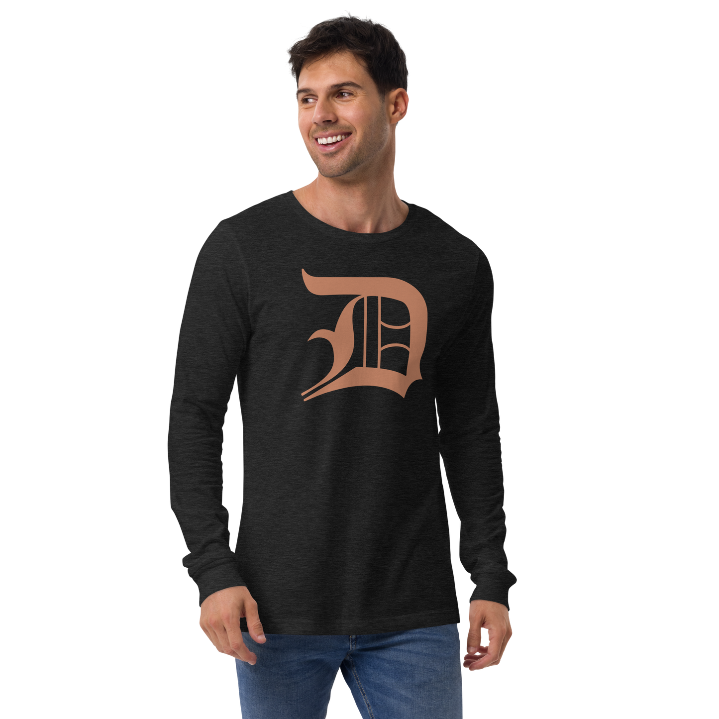 Detroit 'Old English D' T-Shirt (Copper Color) | Unisex Long Sleeve