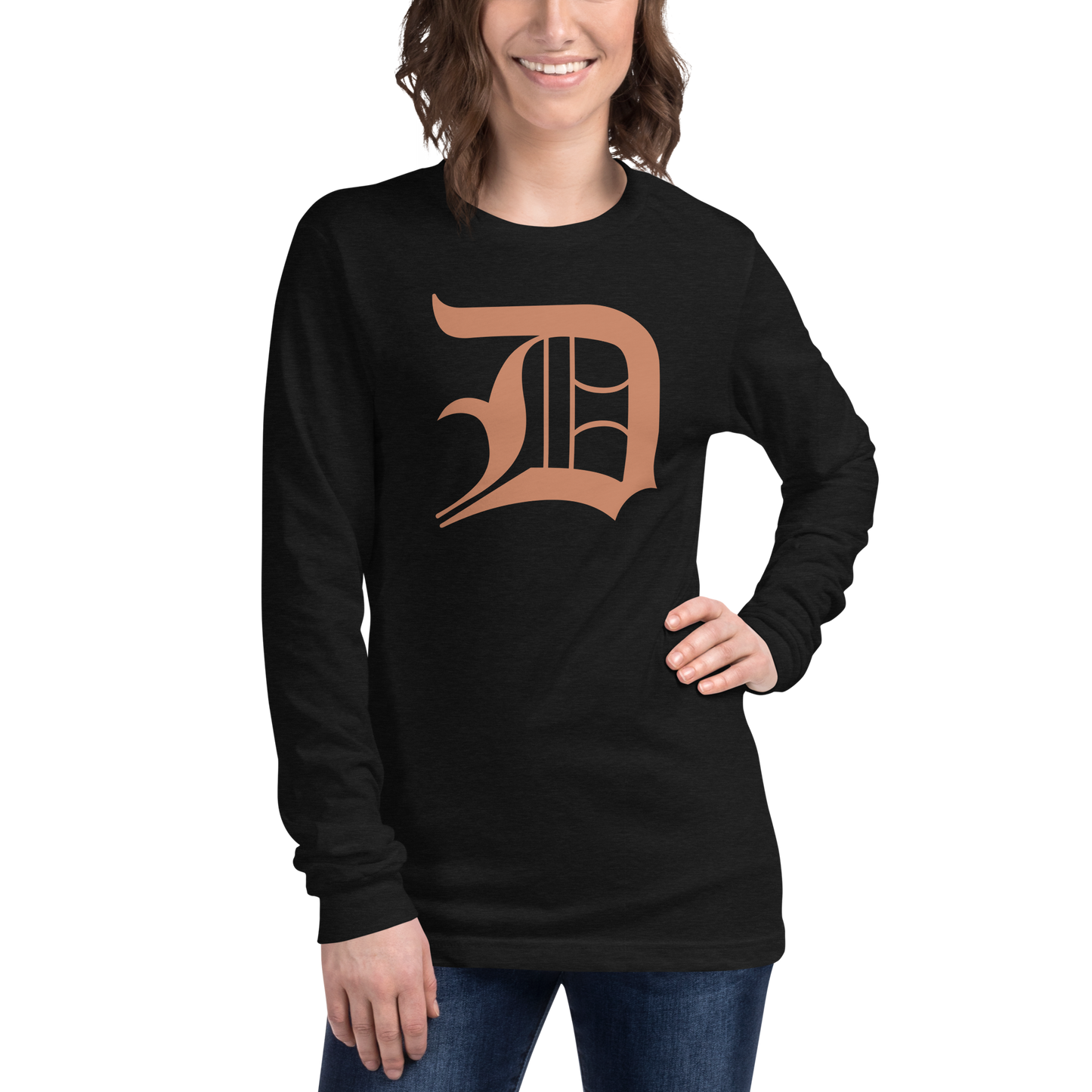 Detroit 'Old English D' T-Shirt (Copper Color) | Unisex Long Sleeve