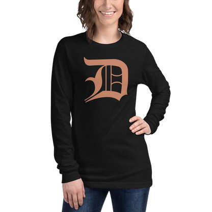 Detroit 'Old English D' T-Shirt (Copper Color) | Unisex Long Sleeve