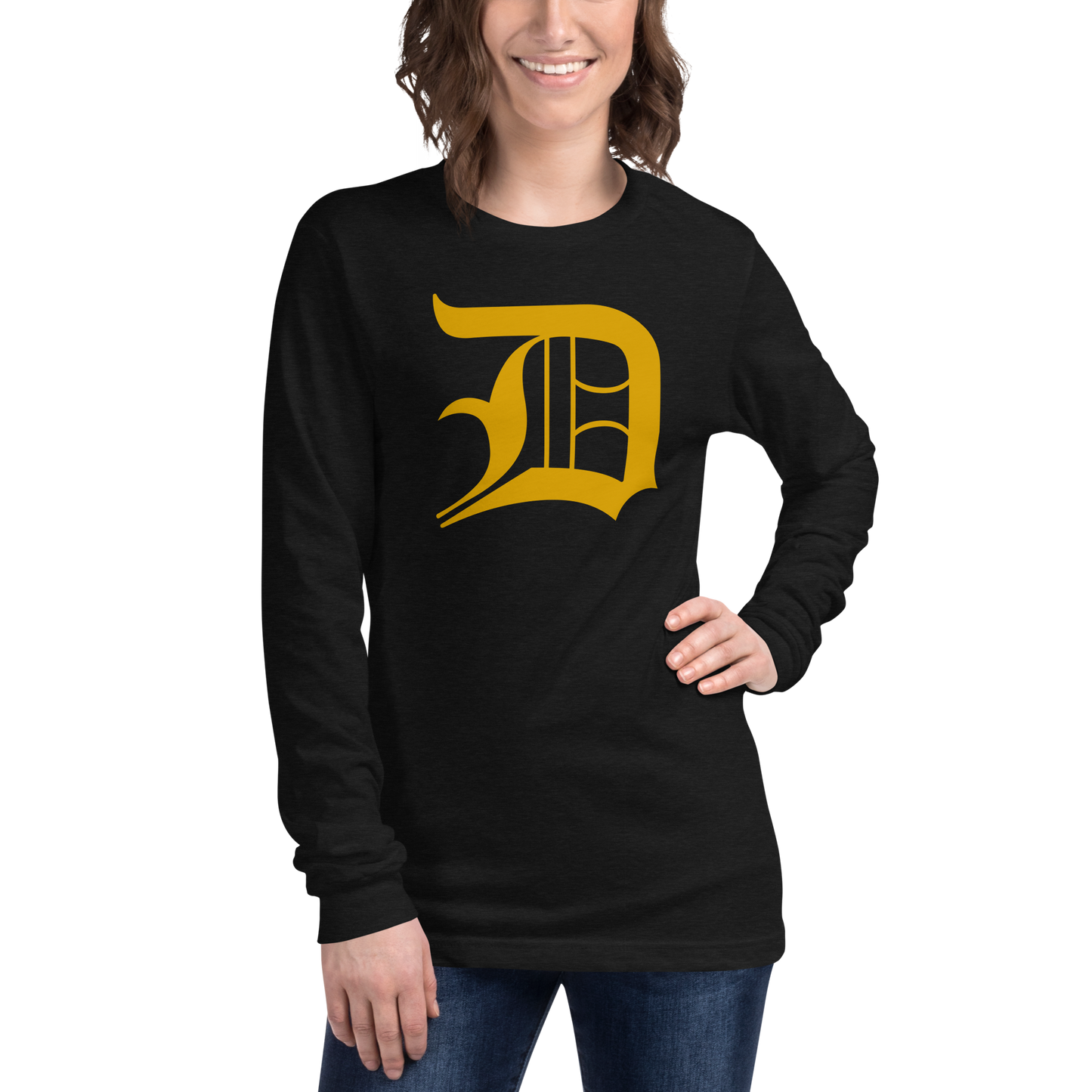 Detroit 'Old English D' T-Shirt (Gold) | Unisex Long Sleeve