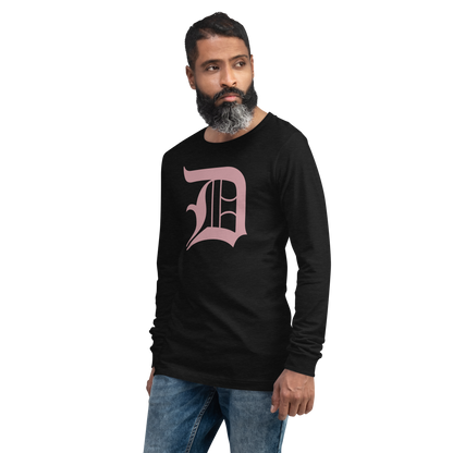 Detroit 'Old English D' T-Shirt (Cherry Blossom Pink) | Unisex Long Sleeve