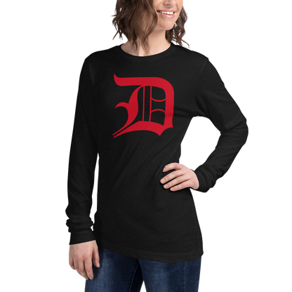 Detroit 'Old English D' T-Shirt (Aliform Red) | Unisex Long Sleeve