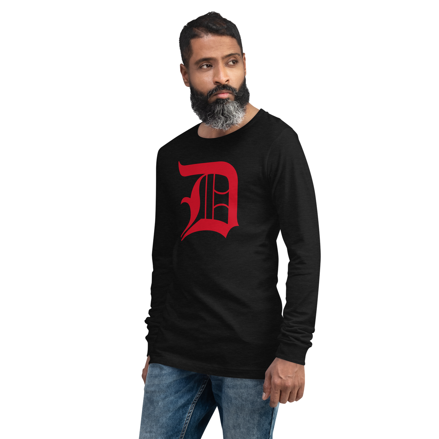 Detroit 'Old English D' T-Shirt (Aliform Red) | Unisex Long Sleeve