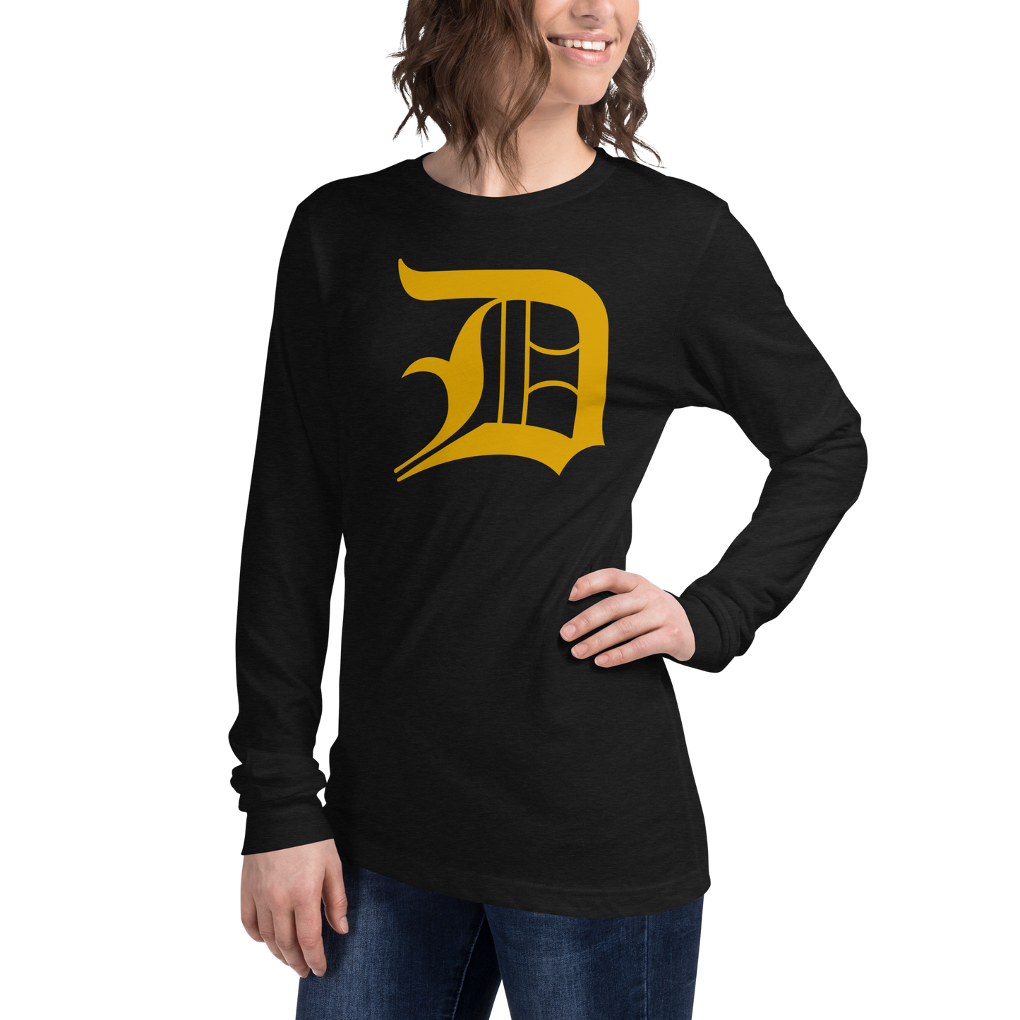 Detroit 'Old English D' T-Shirt (Gold) | Unisex Long Sleeve