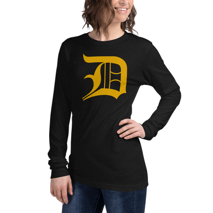 Detroit 'Old English D' T-Shirt (Gold) | Unisex Long Sleeve