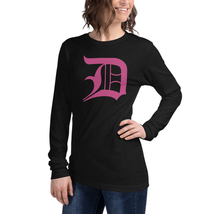 Detroit 'Old English D' T-Shirt (Apple Blossom Pink) | Unisex Long Sleeve