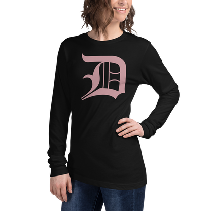 Detroit 'Old English D' T-Shirt (Cherry Blossom Pink) | Unisex Long Sleeve