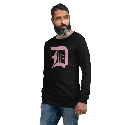 Detroit 'Old English D' T-Shirt (Cherry Blossom Pink) | Unisex Long Sleeve