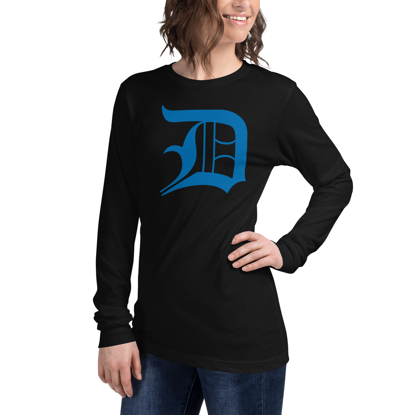 Detroit 'Old English D' T-Shirt (Azure) | Unisex Long Sleeve