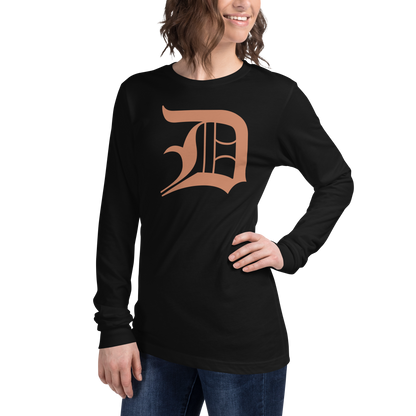 Detroit 'Old English D' T-Shirt (Copper Color) | Unisex Long Sleeve