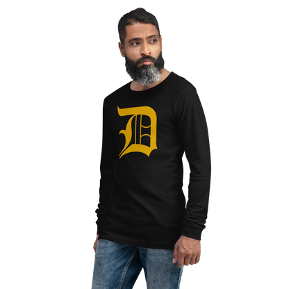 Detroit 'Old English D' T-Shirt (Gold) | Unisex Long Sleeve