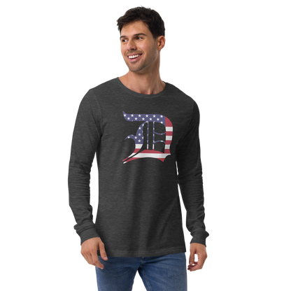 Detroit 'Old English D' T-Shirt (Patriotic Edition) | Unisex Long Sleeve