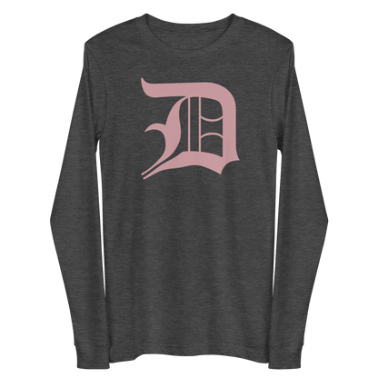 Detroit 'Old English D' T-Shirt (Cherry Blossom Pink) | Unisex Long Sleeve