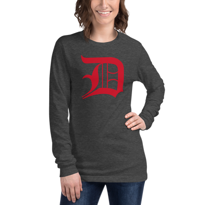 Detroit 'Old English D' T-Shirt (Aliform Red) | Unisex Long Sleeve