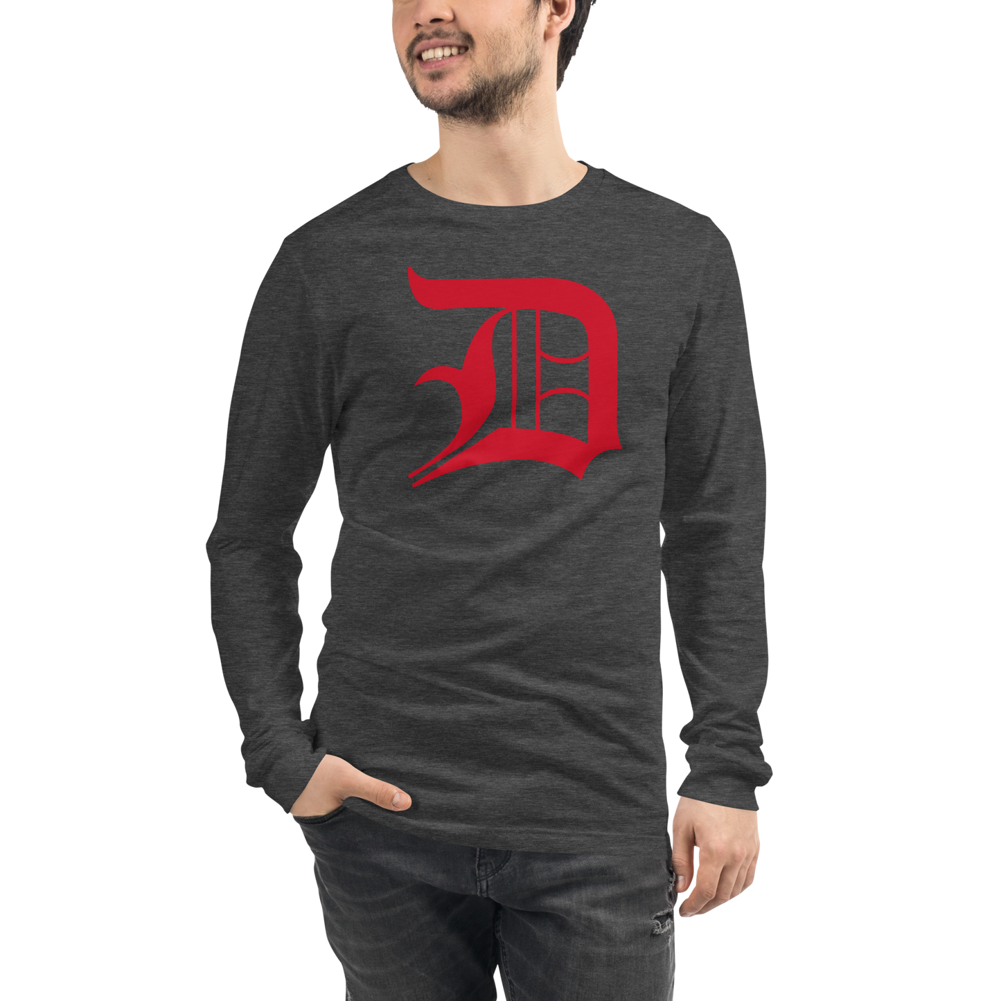 Detroit 'Old English D' T-Shirt (Aliform Red) | Unisex Long Sleeve