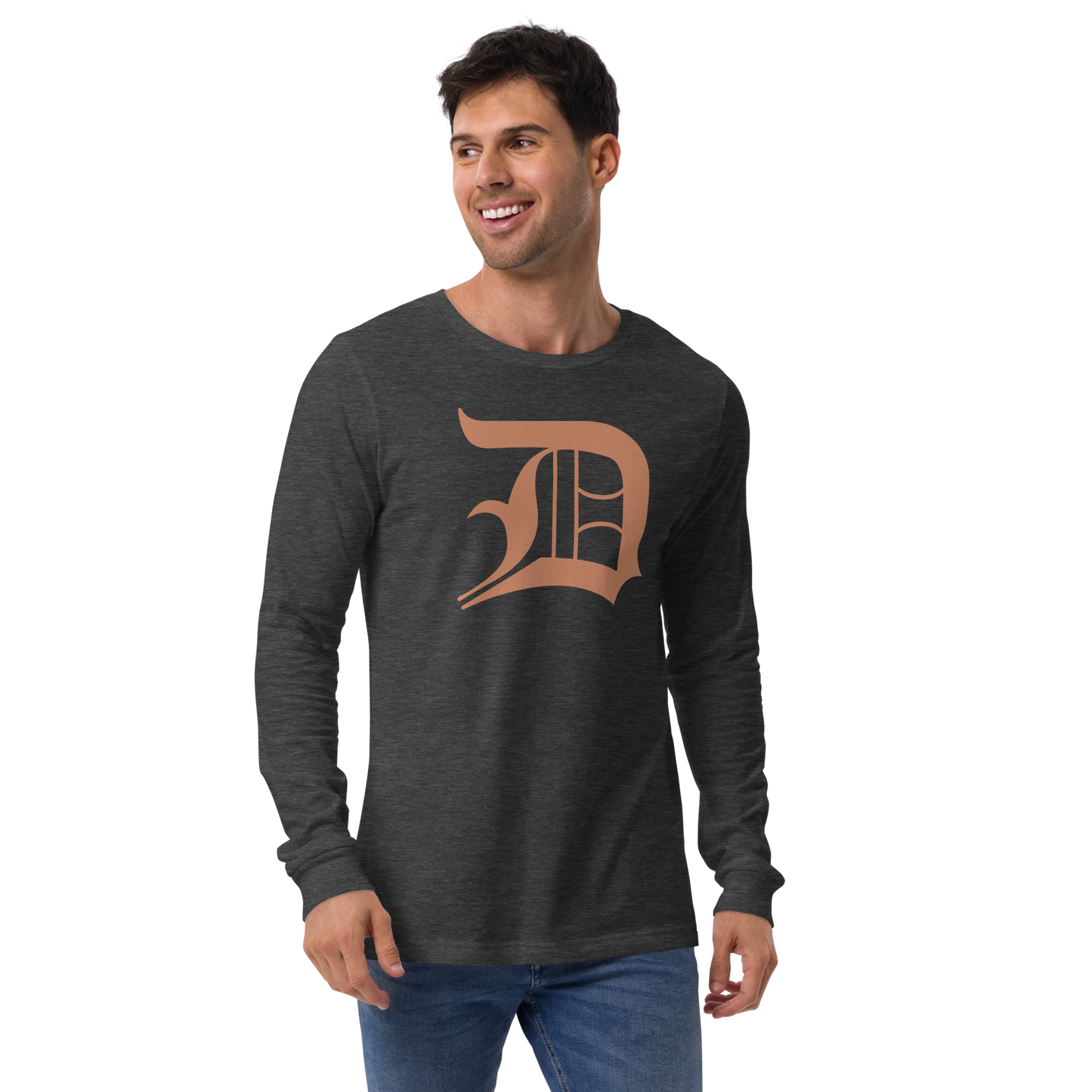 Detroit 'Old English D' T-Shirt (Copper Color) | Unisex Long Sleeve