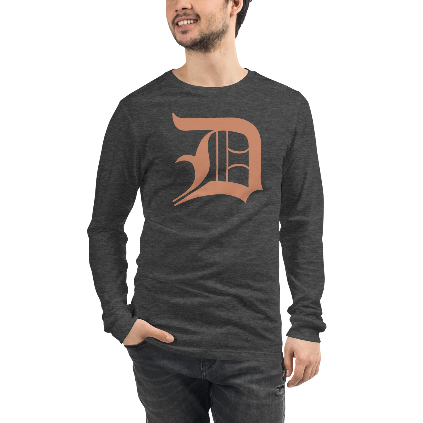 Detroit 'Old English D' T-Shirt (Copper Color) | Unisex Long Sleeve