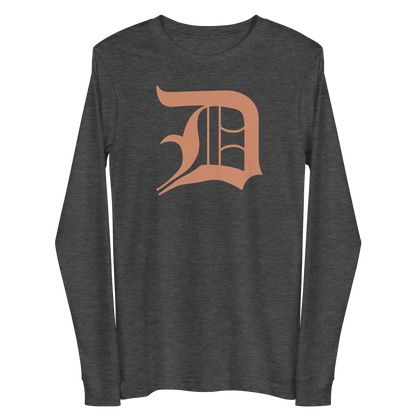 Detroit 'Old English D' T-Shirt (Copper Color) | Unisex Long Sleeve