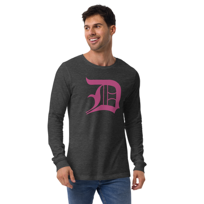 Detroit 'Old English D' T-Shirt (Apple Blossom Pink) | Unisex Long Sleeve