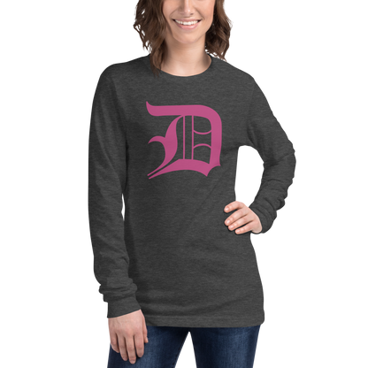 Detroit 'Old English D' T-Shirt (Apple Blossom Pink) | Unisex Long Sleeve