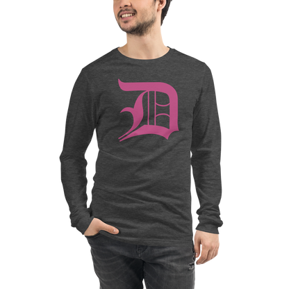 Detroit 'Old English D' T-Shirt (Apple Blossom Pink) | Unisex Long Sleeve