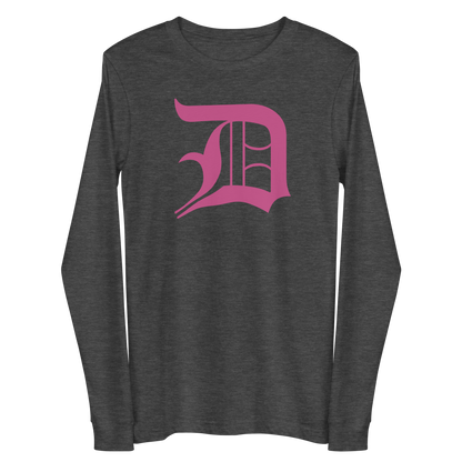 Detroit 'Old English D' T-Shirt (Apple Blossom Pink) | Unisex Long Sleeve