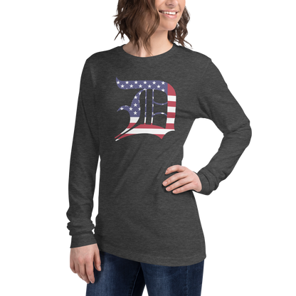 Detroit 'Old English D' T-Shirt (Patriotic Edition) | Unisex Long Sleeve