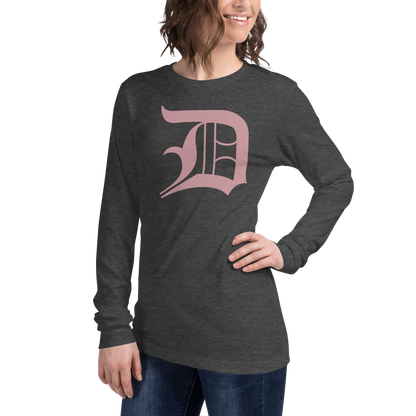 Detroit 'Old English D' T-Shirt (Cherry Blossom Pink) | Unisex Long Sleeve