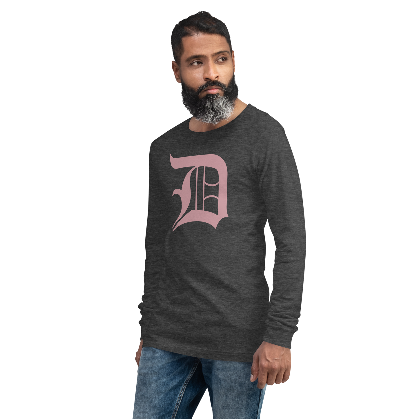 Detroit 'Old English D' T-Shirt (Cherry Blossom Pink) | Unisex Long Sleeve