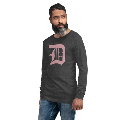 Detroit 'Old English D' T-Shirt (Cherry Blossom Pink) | Unisex Long Sleeve