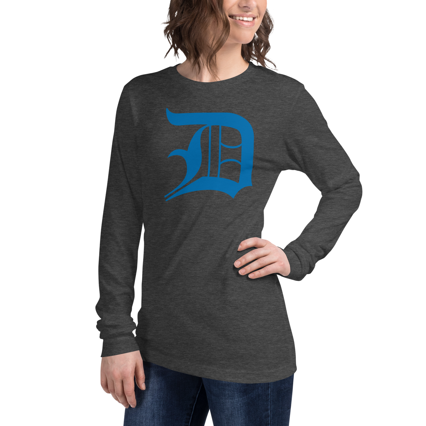 Detroit 'Old English D' T-Shirt (Azure) | Unisex Long Sleeve