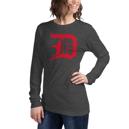 Detroit 'Old English D' T-Shirt (Aliform Red) | Unisex Long Sleeve