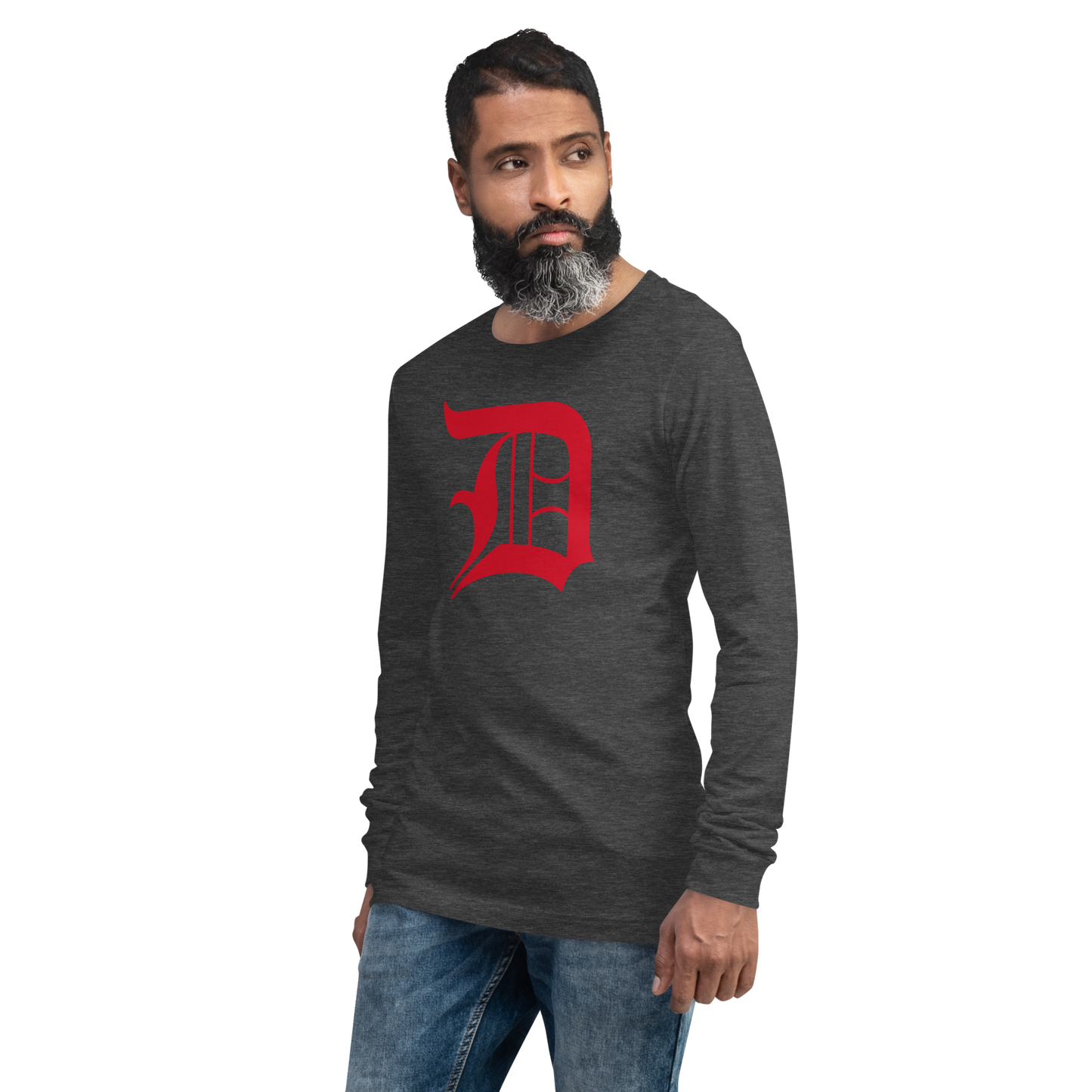 Detroit 'Old English D' T-Shirt (Aliform Red) | Unisex Long Sleeve