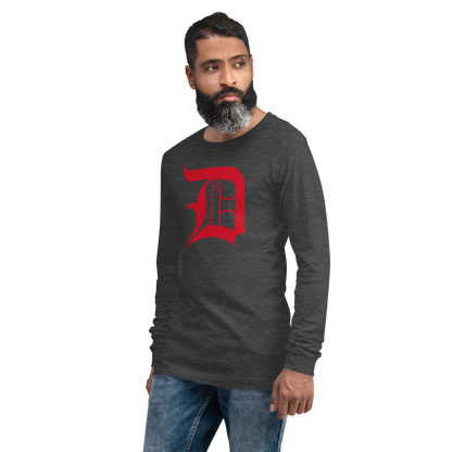 Detroit 'Old English D' T-Shirt (Aliform Red) | Unisex Long Sleeve