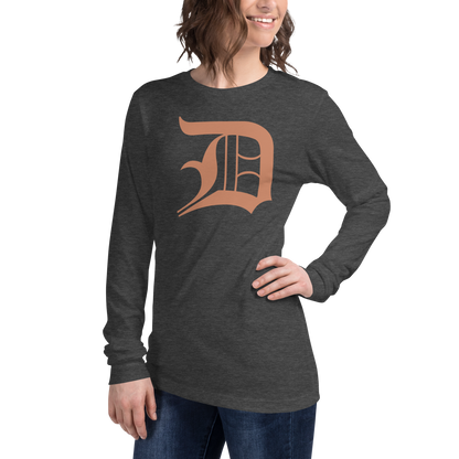 Detroit 'Old English D' T-Shirt (Copper Color) | Unisex Long Sleeve