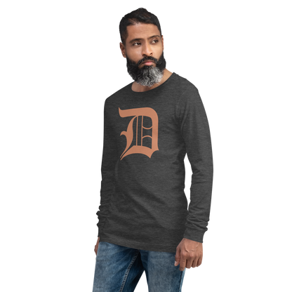 Detroit 'Old English D' T-Shirt (Copper Color) | Unisex Long Sleeve