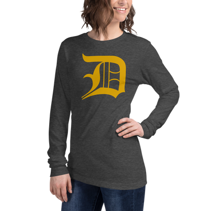 Detroit 'Old English D' T-Shirt (Gold) | Unisex Long Sleeve