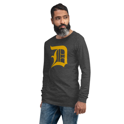 Detroit 'Old English D' T-Shirt (Gold) | Unisex Long Sleeve