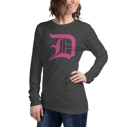 Detroit 'Old English D' T-Shirt (Apple Blossom Pink) | Unisex Long Sleeve