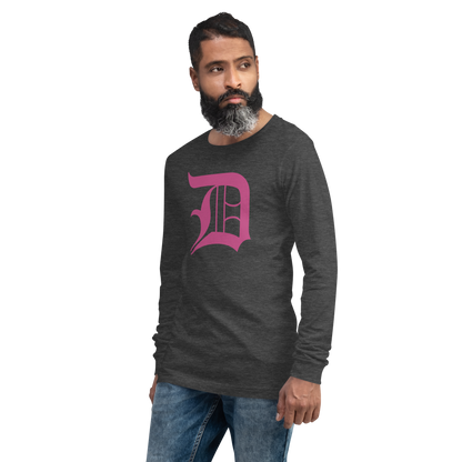 Detroit 'Old English D' T-Shirt (Apple Blossom Pink) | Unisex Long Sleeve