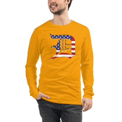 Detroit 'Old English D' T-Shirt (Patriotic Edition) | Unisex Long Sleeve