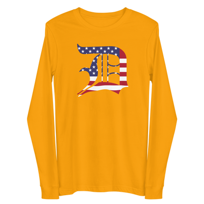 Detroit 'Old English D' T-Shirt (Patriotic Edition) | Unisex Long Sleeve