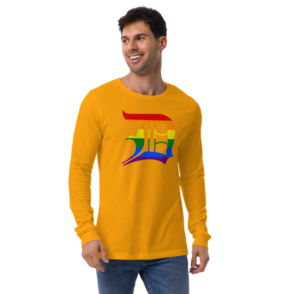 Detroit 'Old English D' T-Shirt (Rainbow Pride Edition) | Unisex Long Sleeve