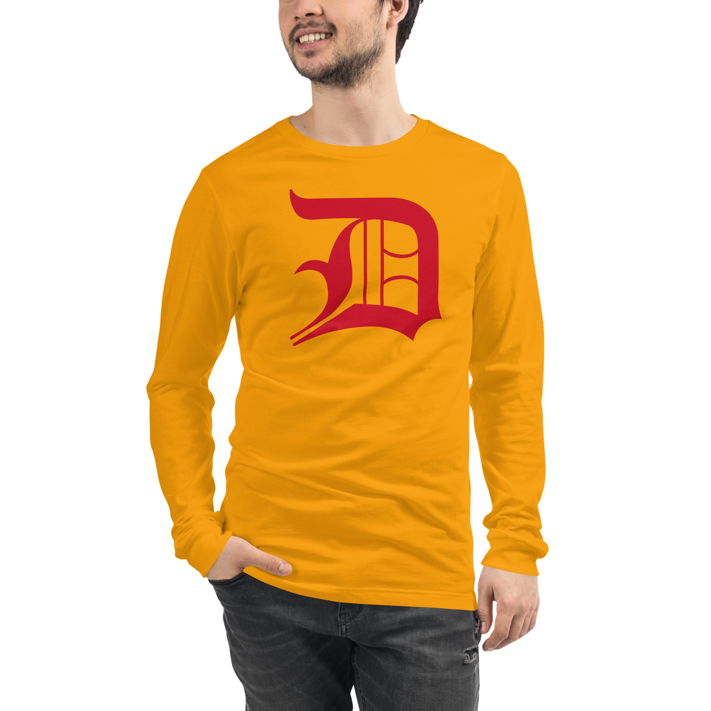 Detroit 'Old English D' T-Shirt (Aliform Red) | Unisex Long Sleeve